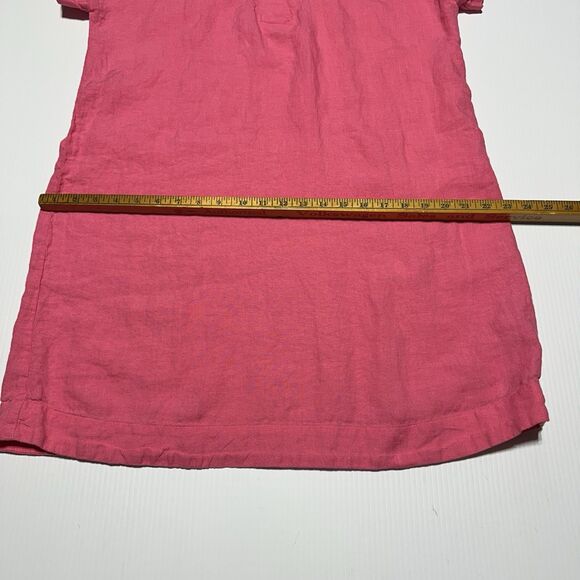 Talbots Linen Dress Women’s L P Petite Large Pink Short Sleeve Inverted Notch - Picture 8 of 9